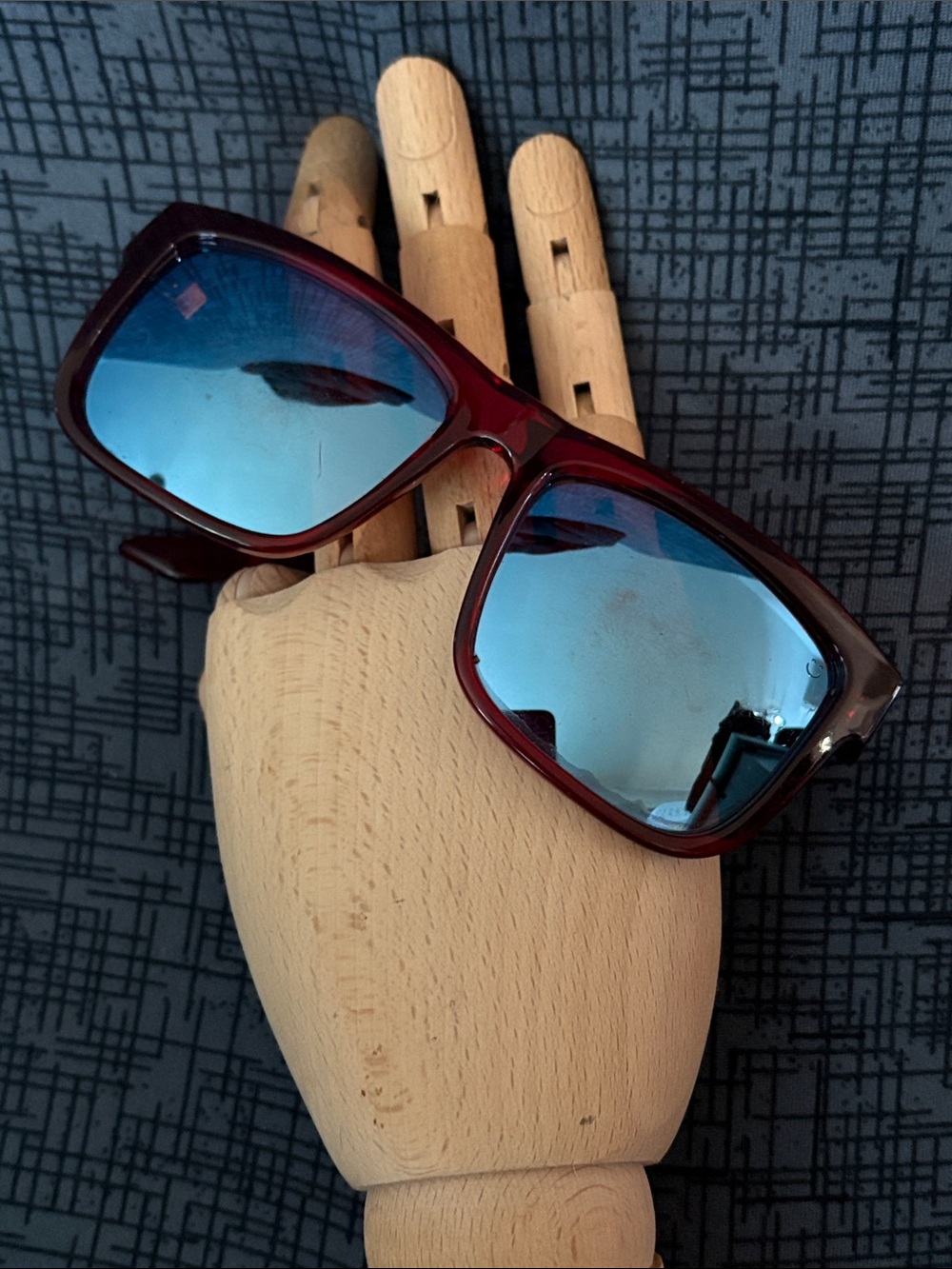 Spy+ Discord Men's Square Sunglasses - Burgundy Frame